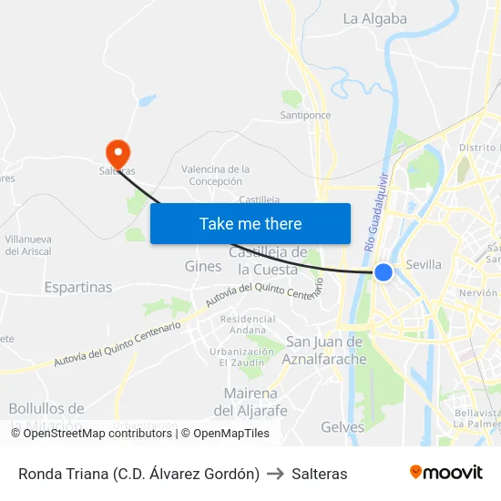 Ronda Triana (C.D. Álvarez Gordón) to Salteras map