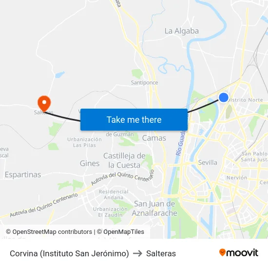 Corvina (Instituto San Jerónimo) to Salteras map