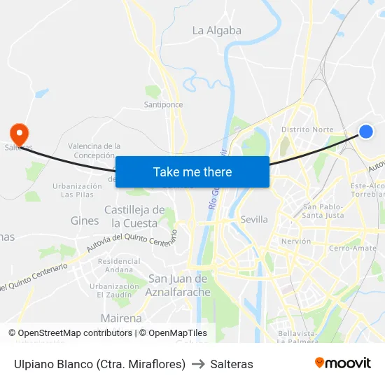 Ulpiano Blanco (Ctra. Miraflores) to Salteras map