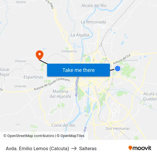 Avda. Emilio Lemos (Calcuta) to Salteras map