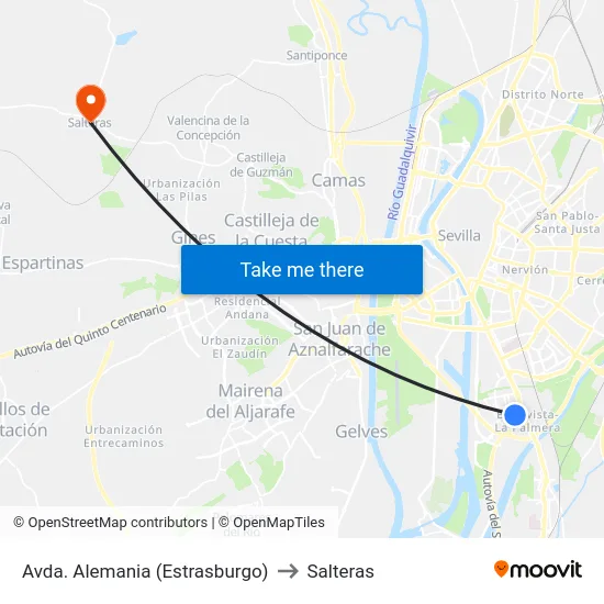 Avda. Alemania (Estrasburgo) to Salteras map