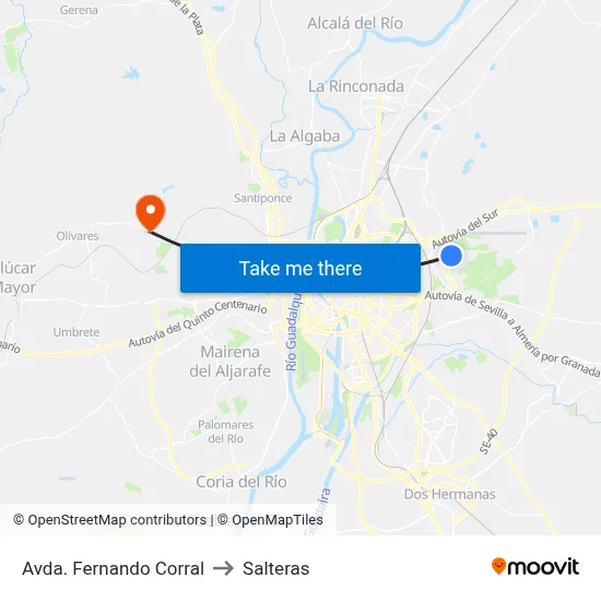 Avda. Fernando Corral to Salteras map