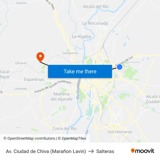 Av. Ciudad de Chiva (Marañon Lavin) to Salteras map