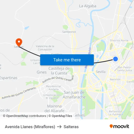 Avenida Llanes (Miraflores) to Salteras map