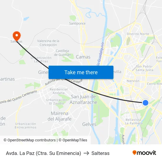 Avda. La Paz (Ctra. Su Eminencia) to Salteras map