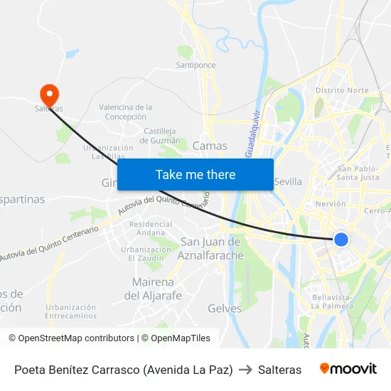 Poeta Benítez Carrasco (Avenida La Paz) to Salteras map
