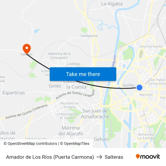 Amador de Los Ríos (Puerta Carmona) to Salteras map