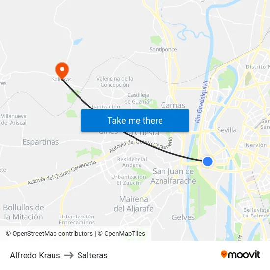 Alfredo Kraus to Salteras map