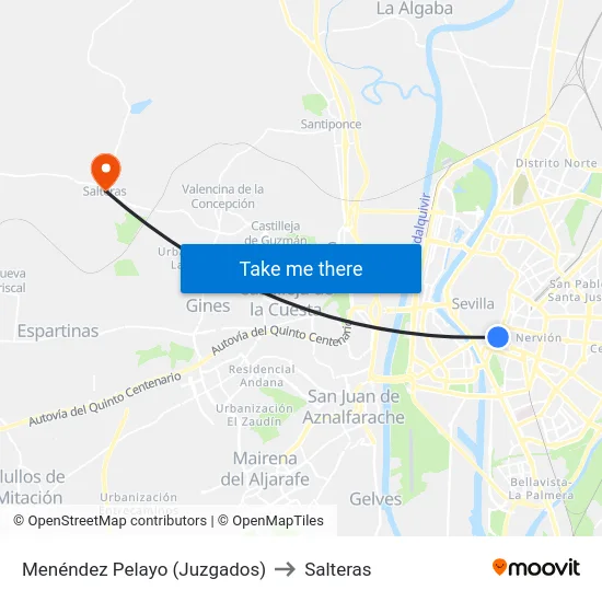 Menéndez Pelayo (Juzgados) to Salteras map