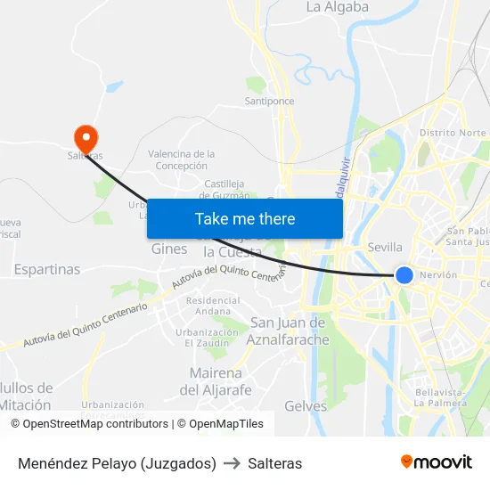 Menéndez Pelayo (Juzgados) to Salteras map