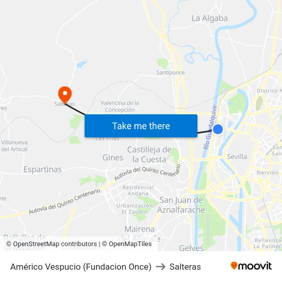 Américo Vespucio (Fundacion Once) to Salteras map