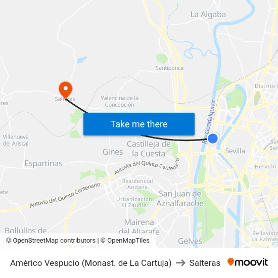 Américo Vespucio (Monast. de La Cartuja) to Salteras map