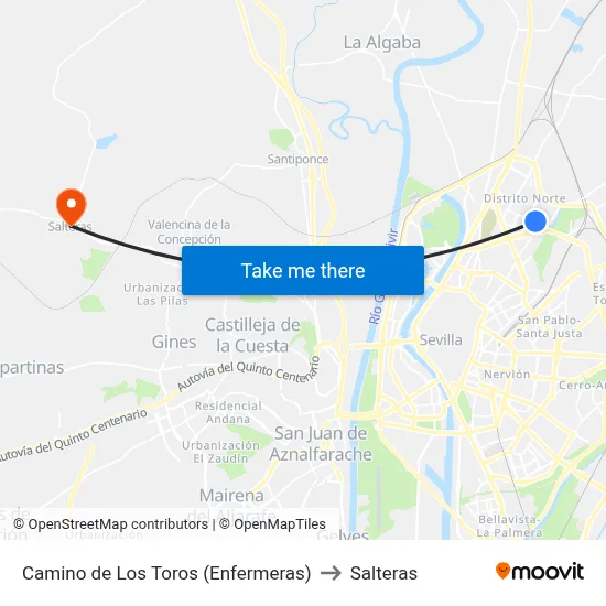 Camino de Los Toros (Enfermeras) to Salteras map