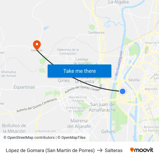 López de Gomara (San Martín de Porres) to Salteras map