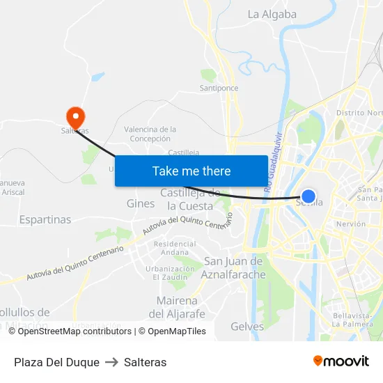 Plaza Del Duque to Salteras map