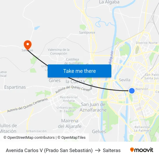 Avenida Carlos V (Prado San Sebastián) to Salteras map