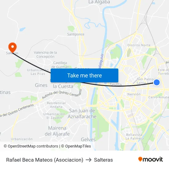 Rafael Beca Mateos (Asociacion) to Salteras map