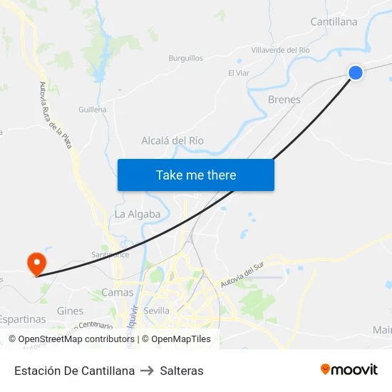 Estación De Cantillana to Salteras map
