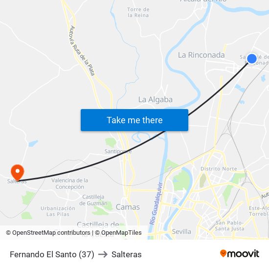 Fernando El Santo (37) to Salteras map