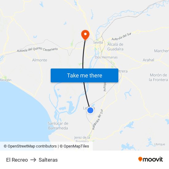 El Recreo to Salteras map