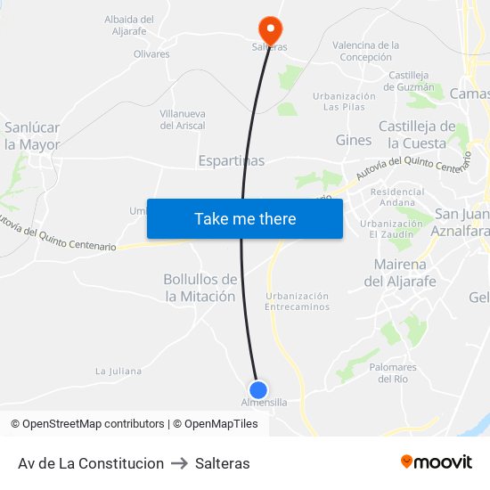 Av de La Constitucion to Salteras map
