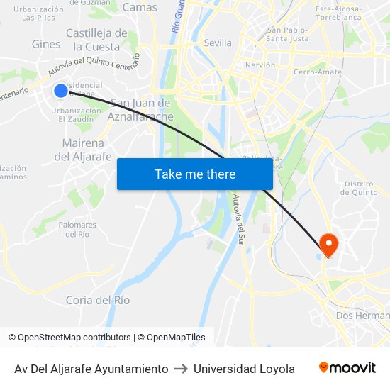 Av Del Aljarafe Ayuntamiento to Universidad Loyola map
