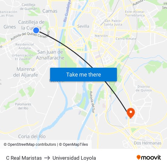 C Real Maristas to Universidad Loyola map