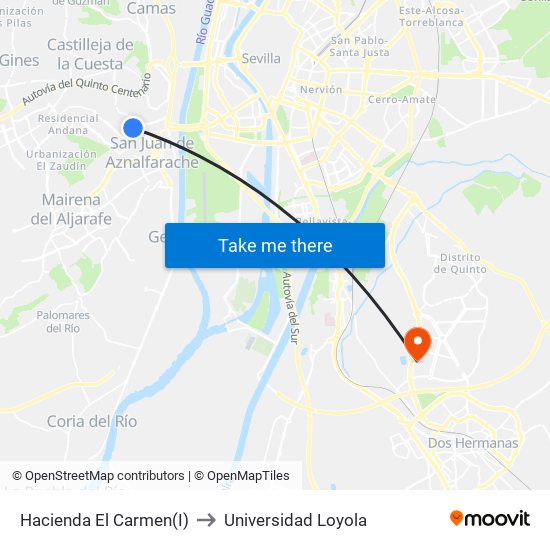 Hacienda El Carmen(I) to Universidad Loyola map