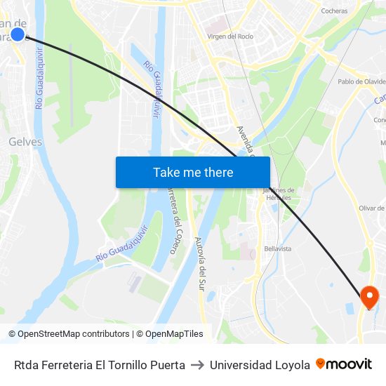 Rtda Ferreteria El Tornillo Puerta to Universidad Loyola map