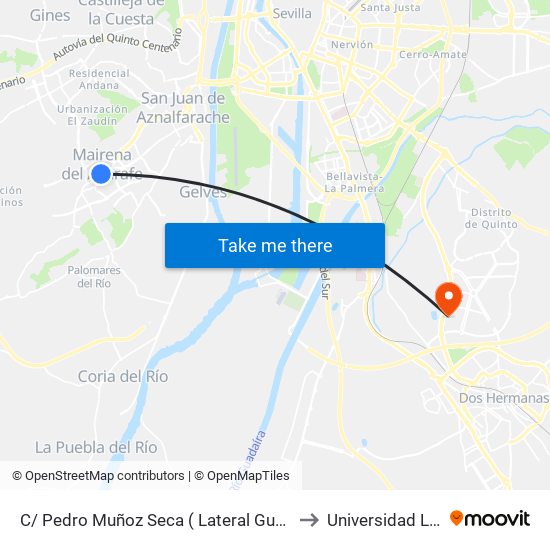C/ Pedro Muñoz Seca ( Lateral Guardia Civil ) to Universidad Loyola map