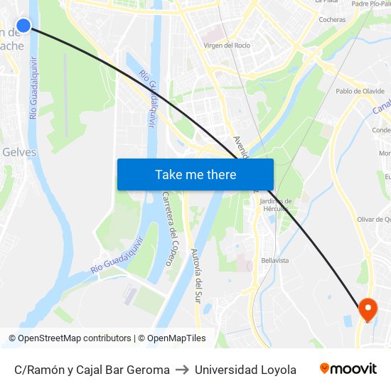 C/Ramón y Cajal Bar Geroma to Universidad Loyola map