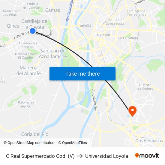 C Real Supermercado Codi (V) to Universidad Loyola map