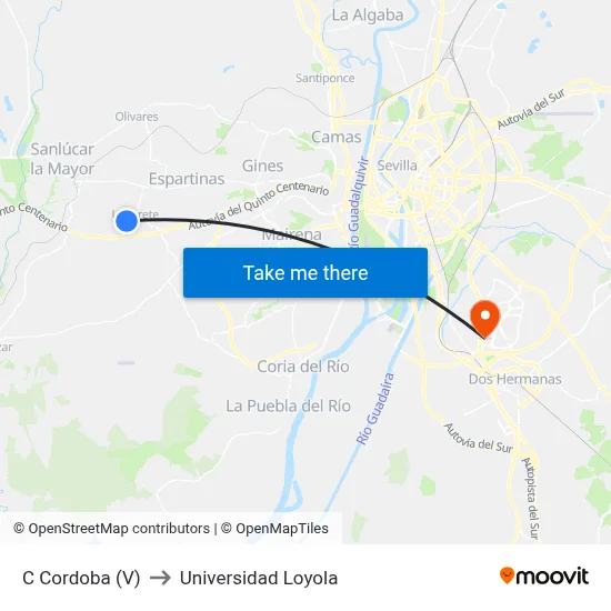 C Cordoba (V) to Universidad Loyola map