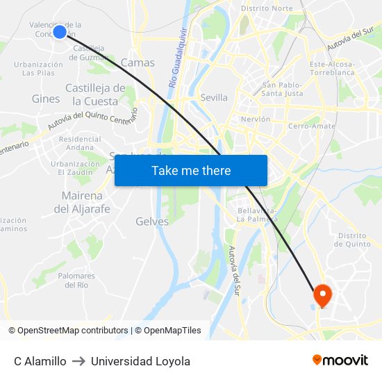 C Alamillo to Universidad Loyola map