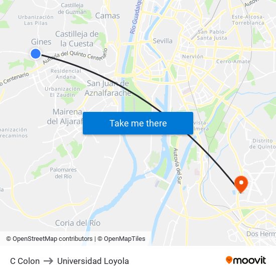 C Colon to Universidad Loyola map