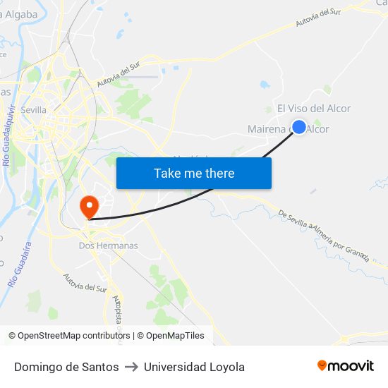 Domingo de Santos to Universidad Loyola map