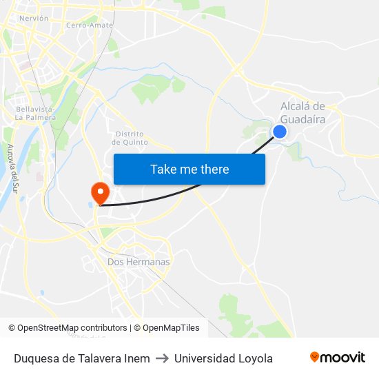 Duquesa de Talavera Inem to Universidad Loyola map