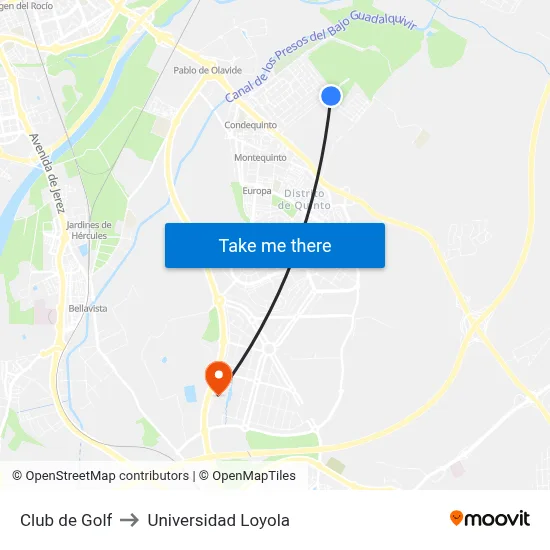 Club de Golf to Universidad Loyola map