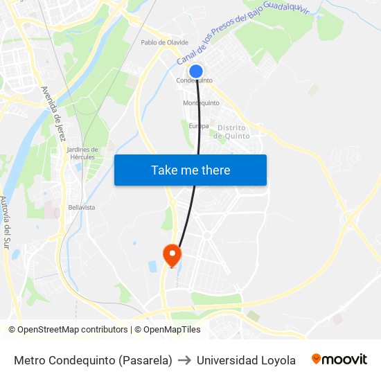 Metro Condequinto (Pasarela) to Universidad Loyola map