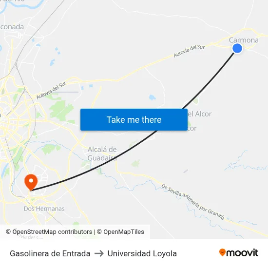 Gasolinera de Entrada to Universidad Loyola map