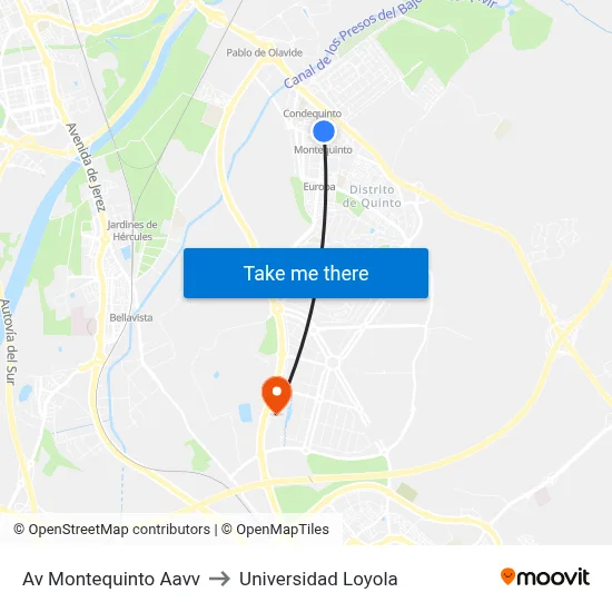 Av Montequinto Aavv to Universidad Loyola map