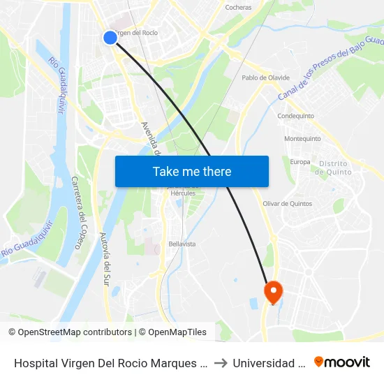 Hospital Virgen Del Rocio Marques Luca de Tena to Universidad Loyola map