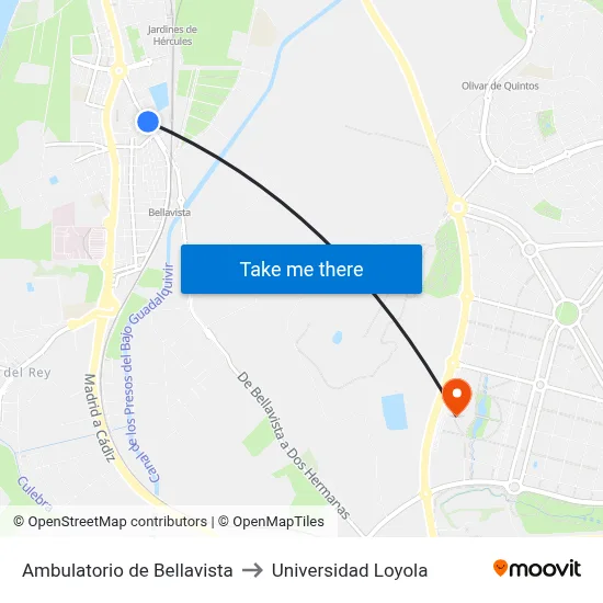 Ambulatorio de Bellavista to Universidad Loyola map