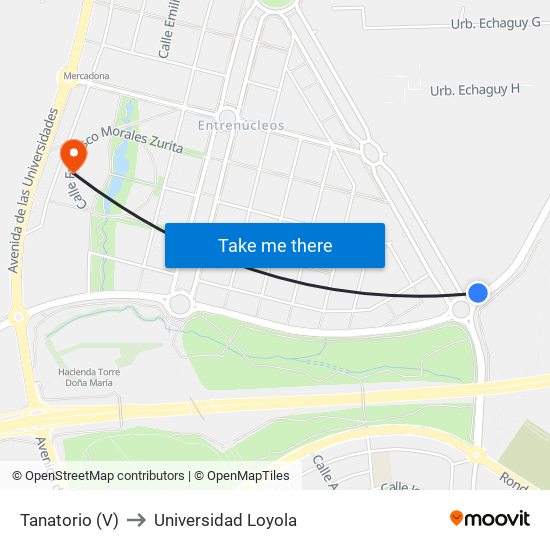 Tanatorio (V) to Universidad Loyola map