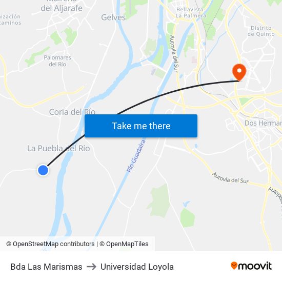 Bda Las Marismas to Universidad Loyola map