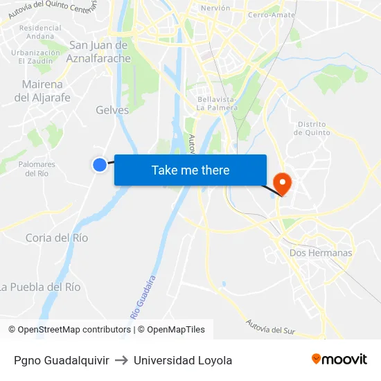Pgno Guadalquivir to Universidad Loyola map
