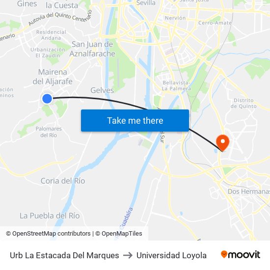 Urb La Estacada Del Marques to Universidad Loyola map