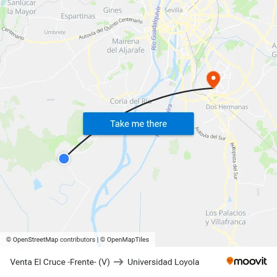 Venta El Cruce -Frente- (V) to Universidad Loyola map
