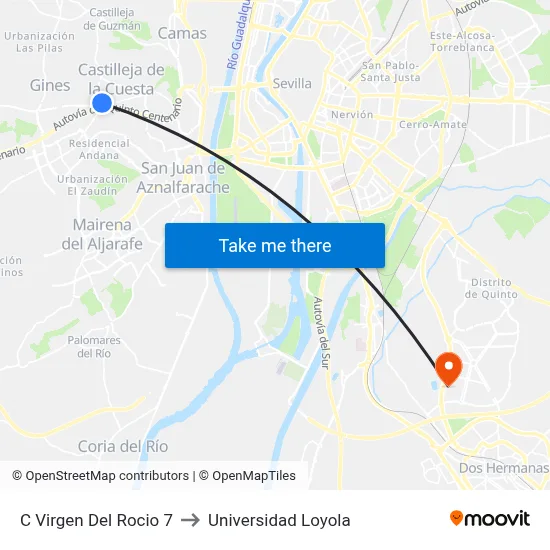 C Virgen Del Rocio 7 to Universidad Loyola map