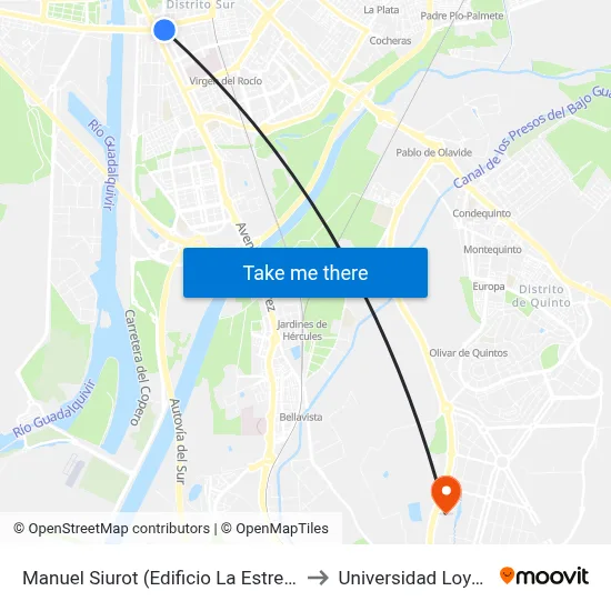Manuel Siurot (Edificio La Estrella) to Universidad Loyola map